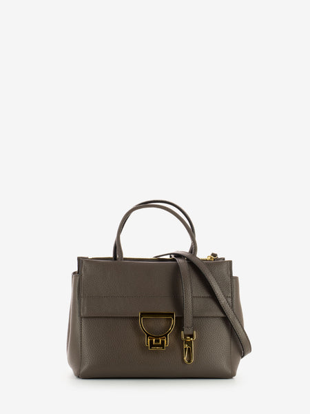 Borsa piccola rigida a mano grained leather coffee