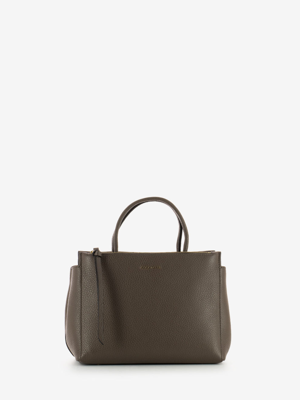 Borsa piccola rigida a mano grained leather coffee