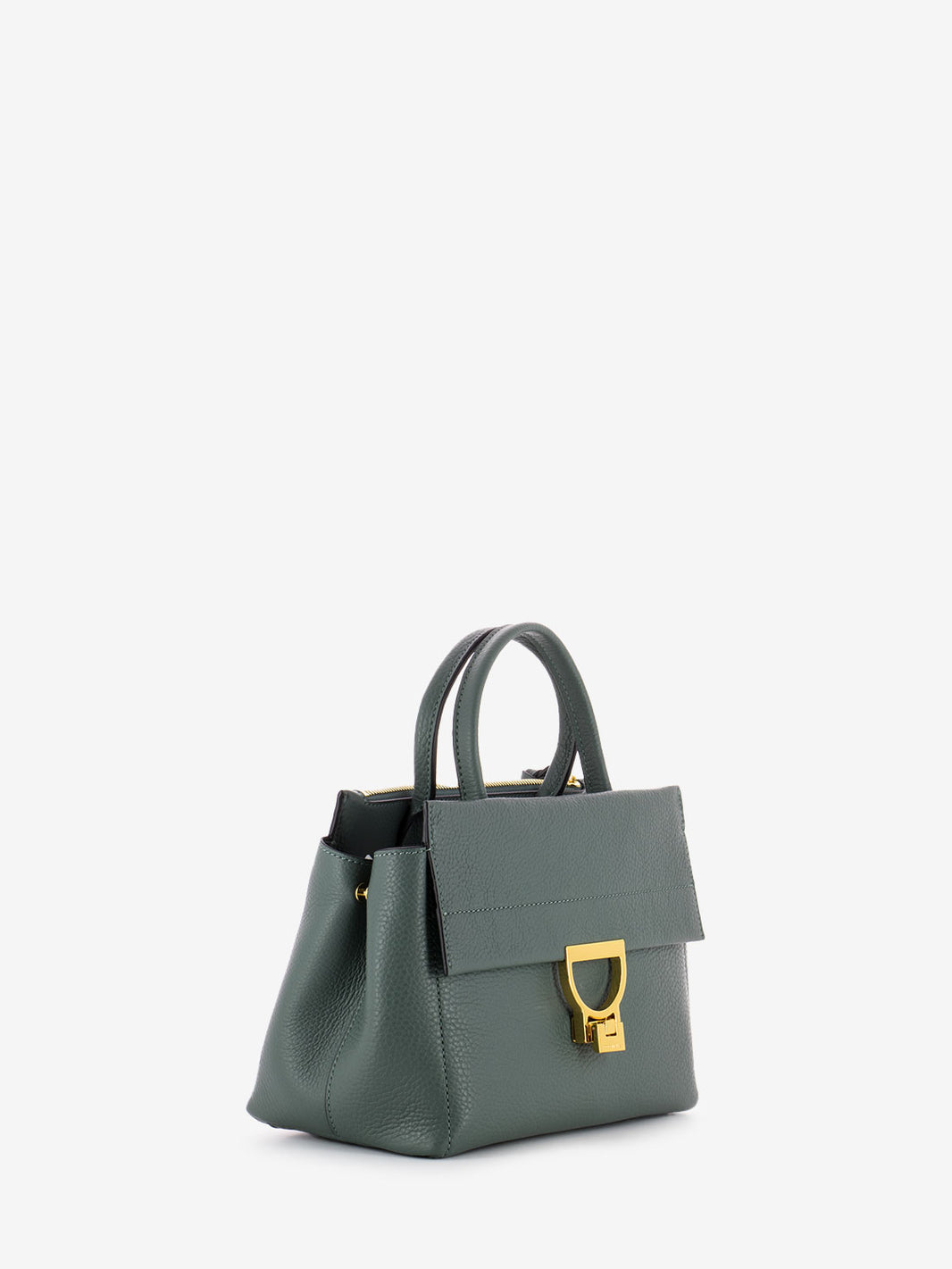 Borsa piccola rigida a mano grained leather kale green