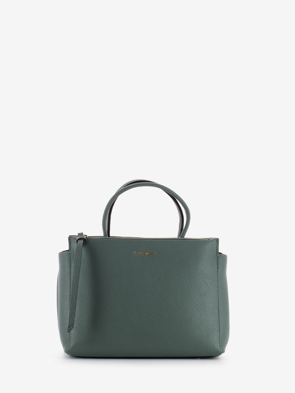 Borsa piccola rigida a mano grained leather kale green