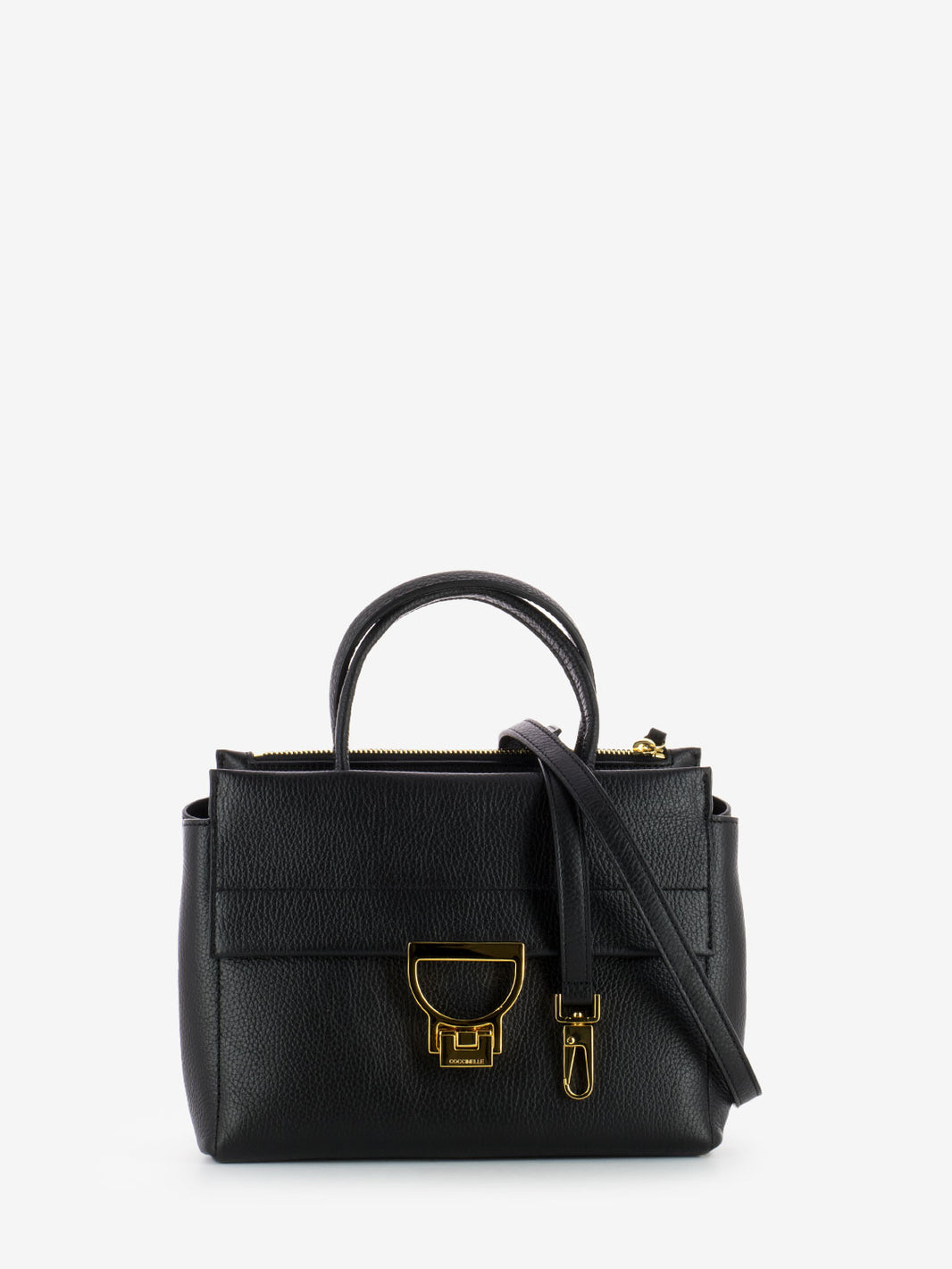 Borsa piccola rigida a mano grained leather noir