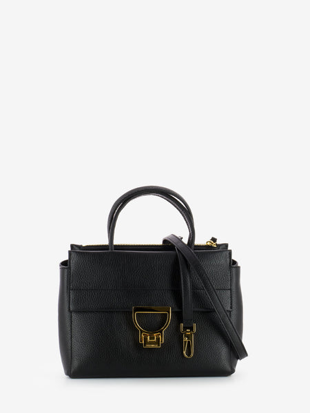 Borsa piccola rigida a mano grained leather noir