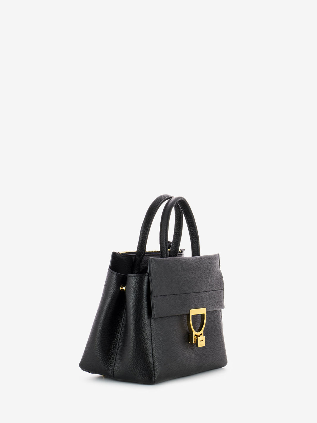 Borsa piccola rigida a mano grained leather noir