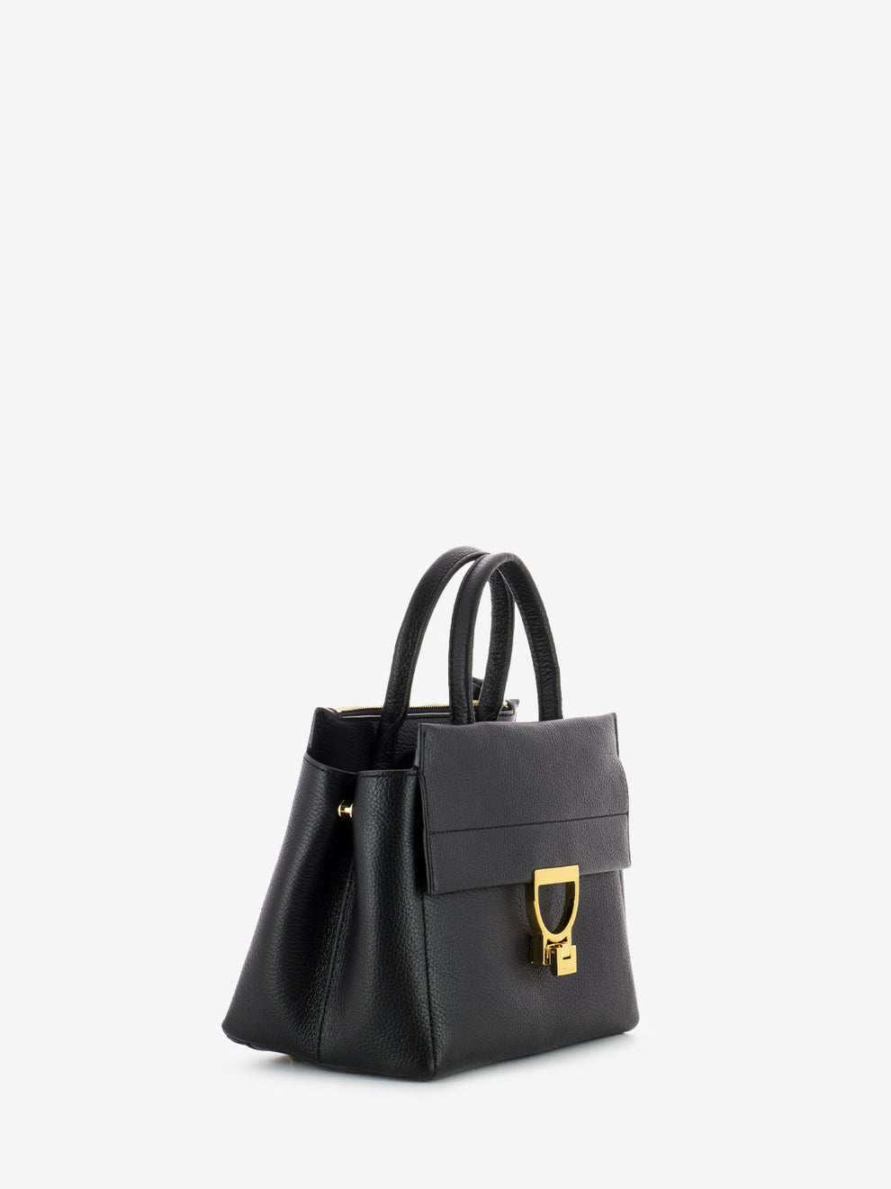Borsa piccola rigida a mano grained leather noir