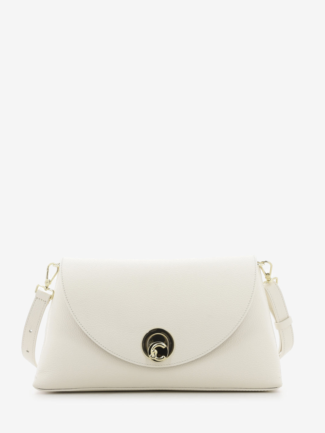 Borsa tracolla con patta in pelle bianca