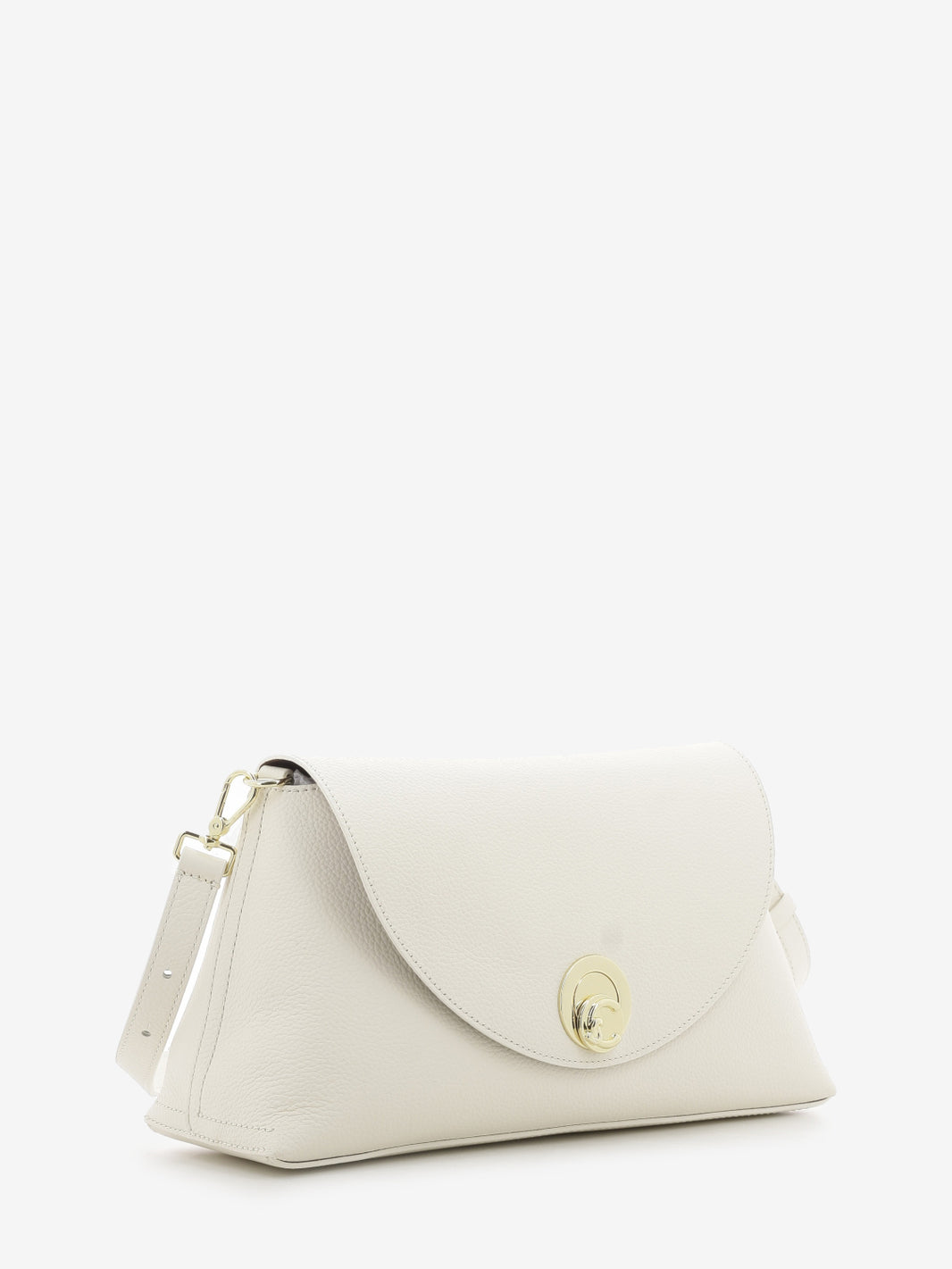 Borsa tracolla con patta in pelle bianca