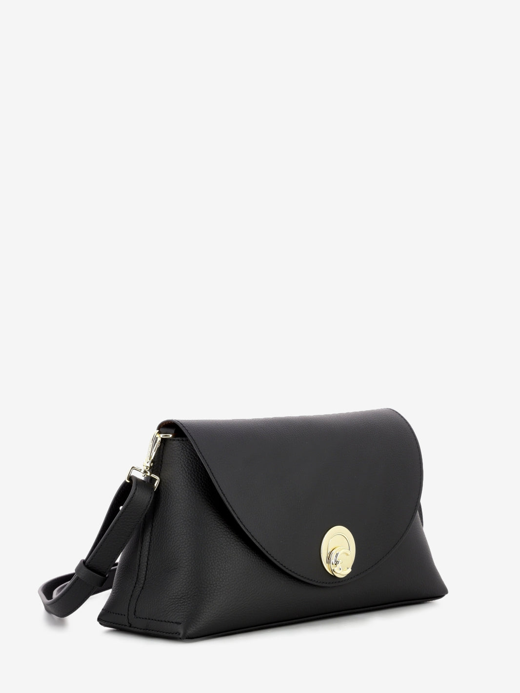 Borsa tracolla con patta in pelle nera