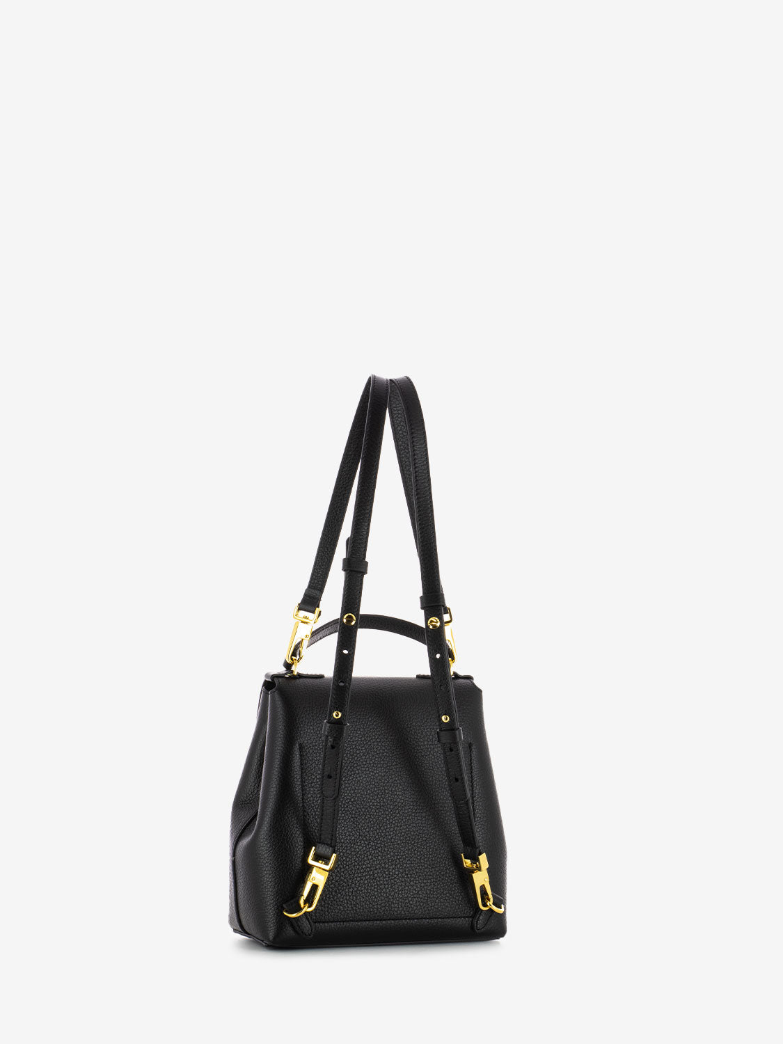 Borsa zaino a mano in pelle nera