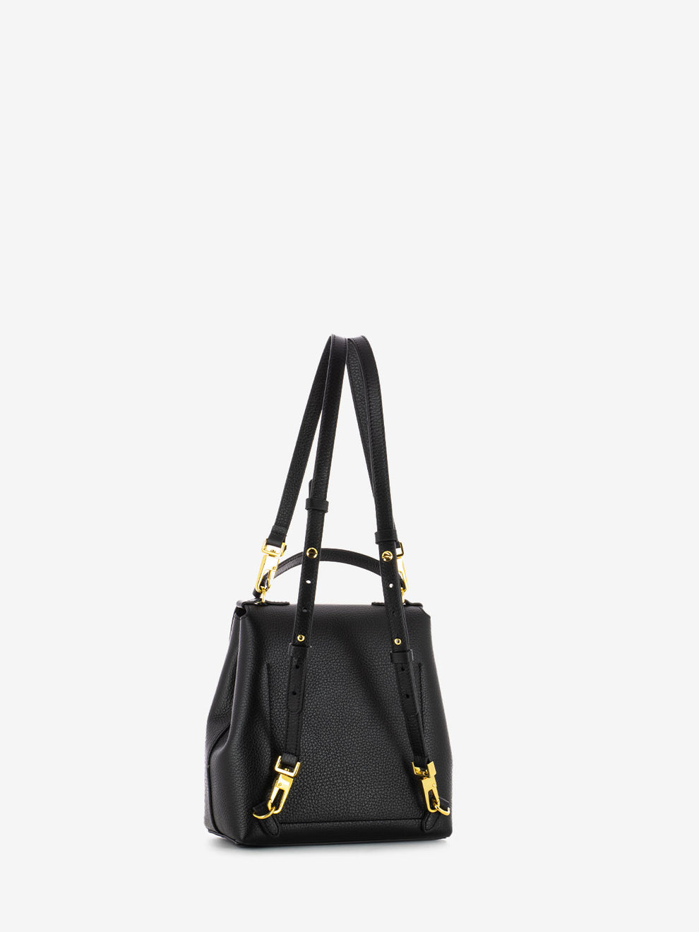 Borsa zaino a mano in pelle nera