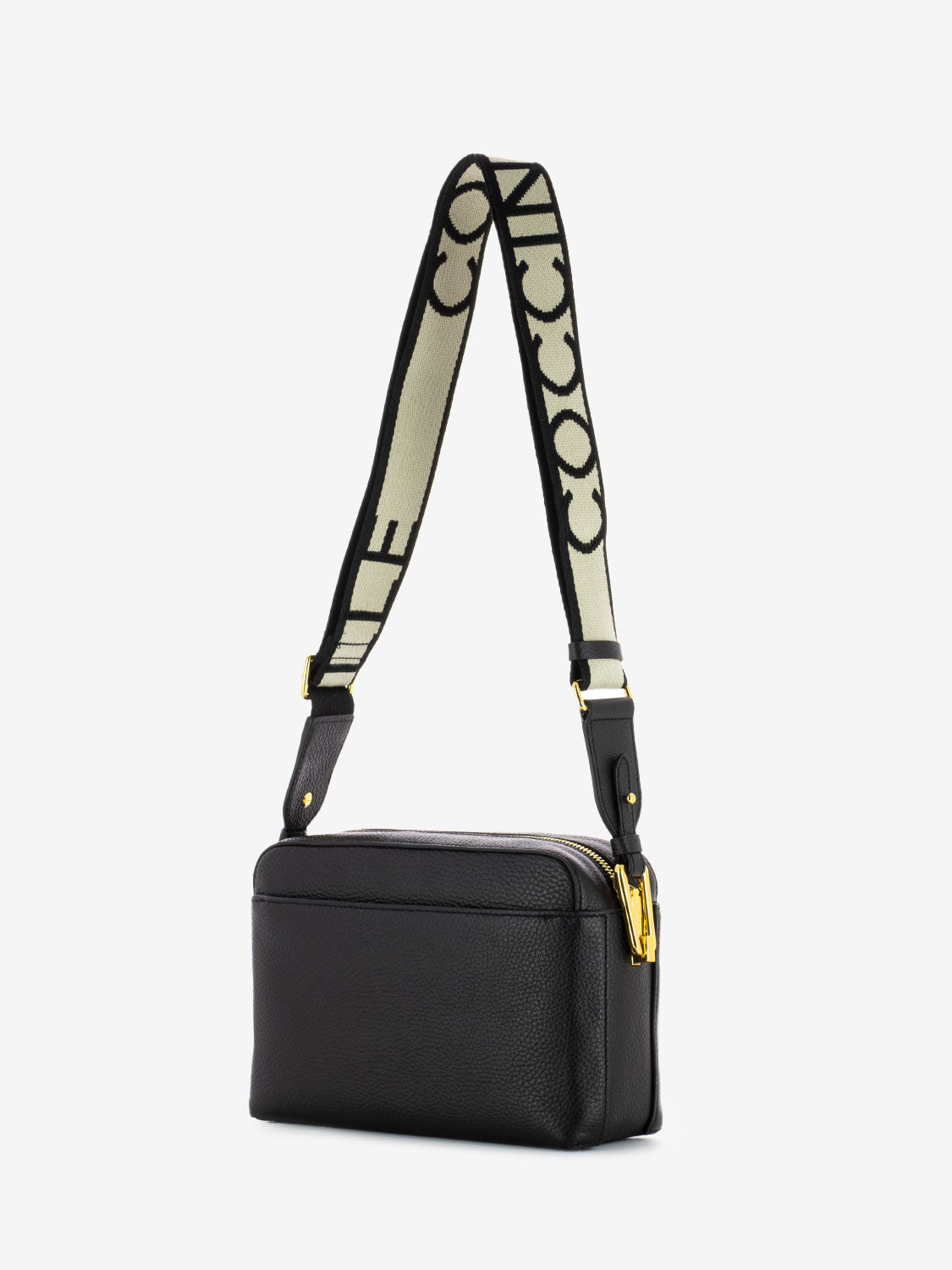 Borsa Camera a tracolla in pelle nera