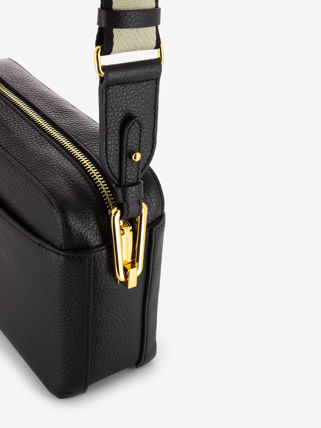 Borsa Camera a tracolla in pelle nera