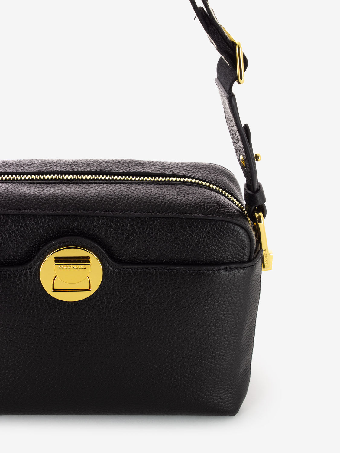 Borsa Camera a tracolla in pelle nera