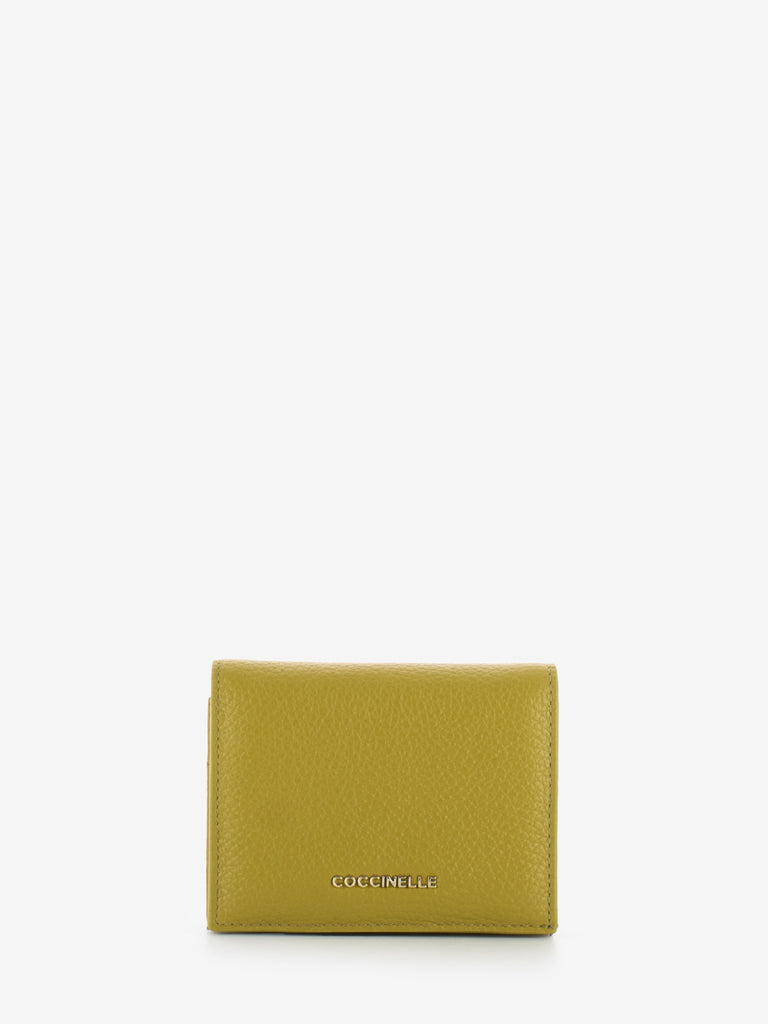 COCCINELLE - Card holder grained leather citronella