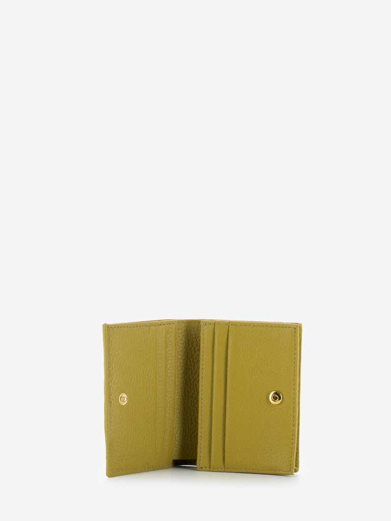 COCCINELLE - Card holder grained leather citronella