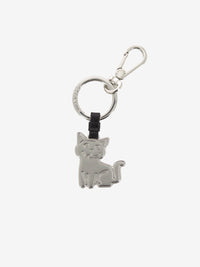 Charm metal cat grain leather noir