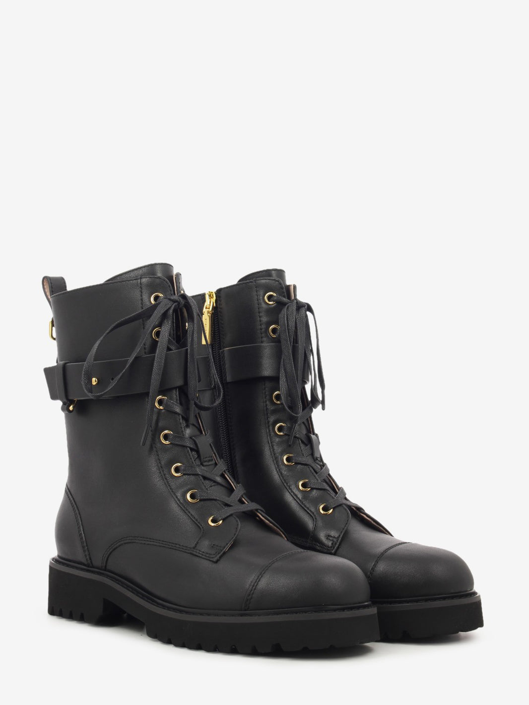 COMBAT BOOT COW LEATHER BLACK E4VQ9350101_001