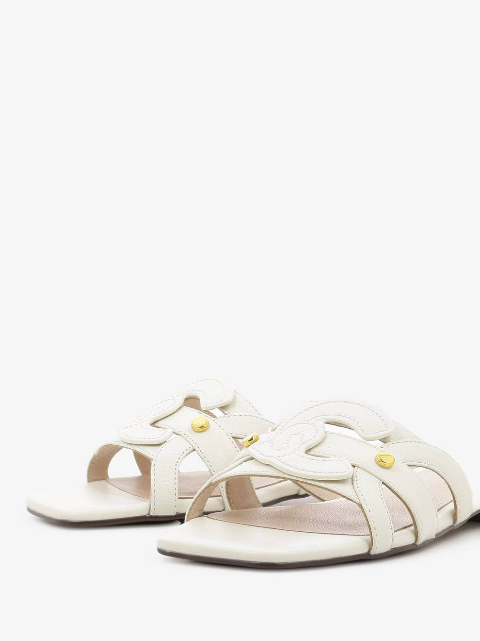 Flat Slide Cow leather pearl