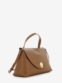 Handbag double grainy leather cognac