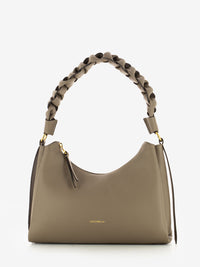 Brown double grainy leather handbag