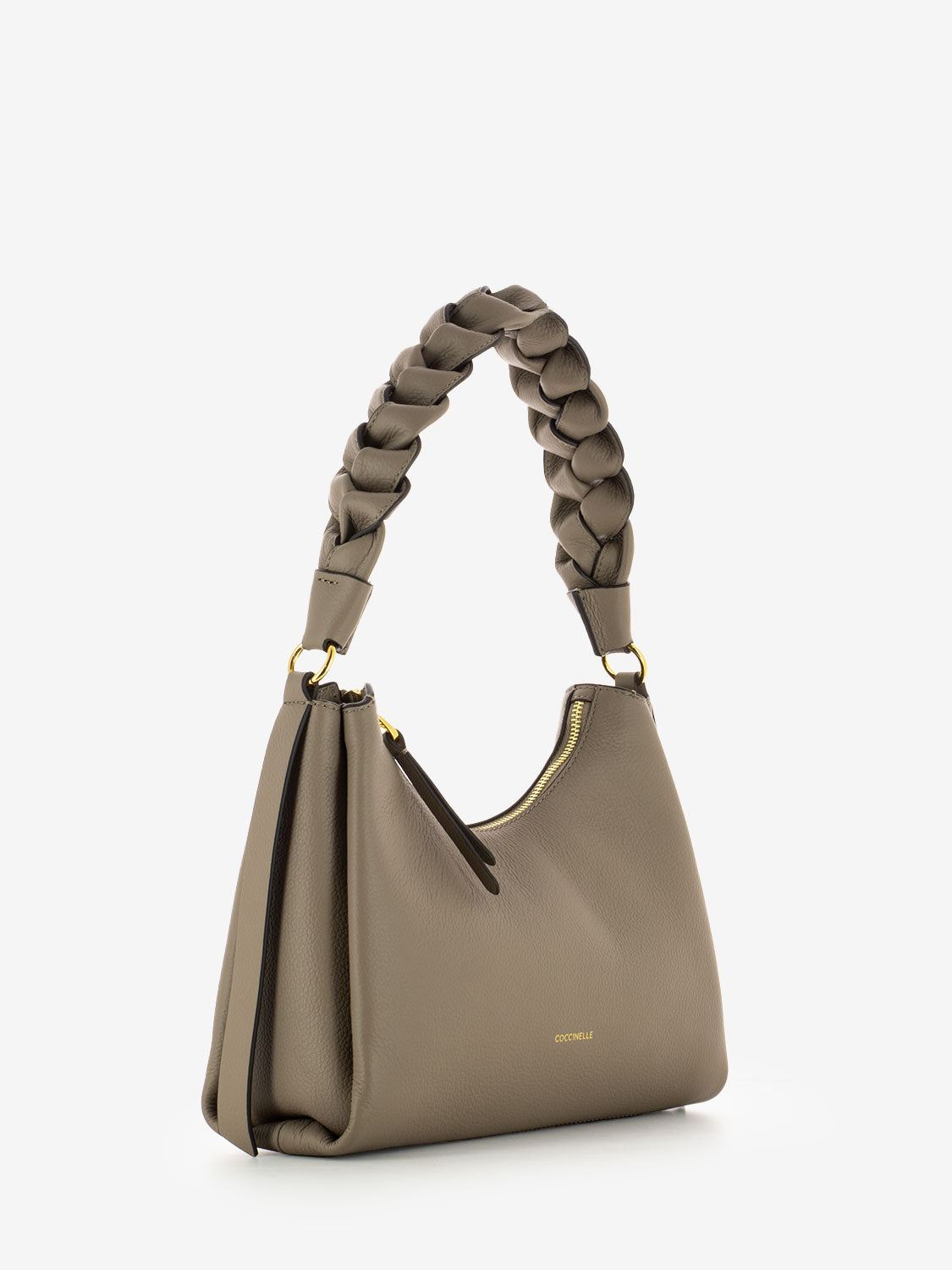 Handbag double grainy leather marrone