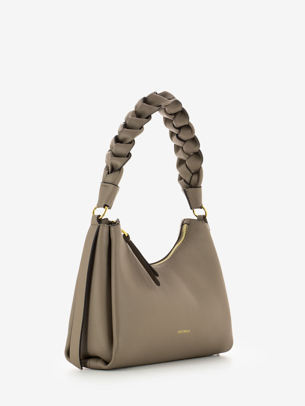 Handbag double grainy leather marrone