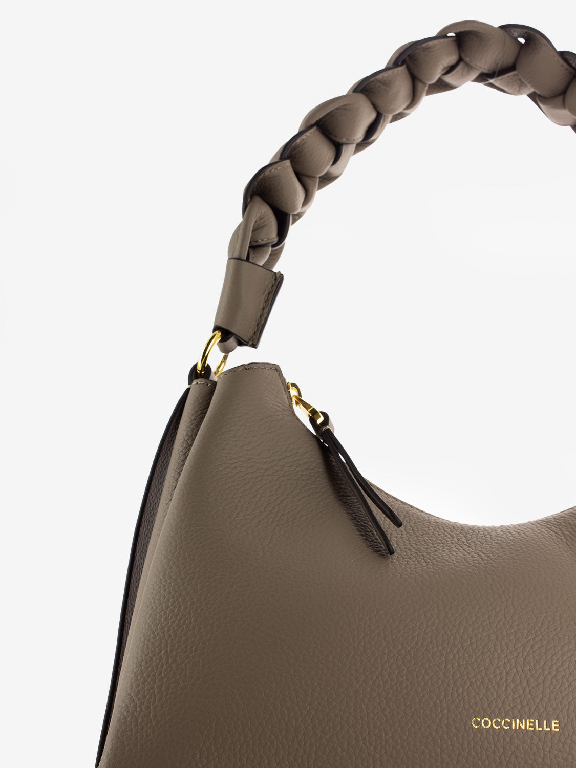 Handbag double grainy leather marrone