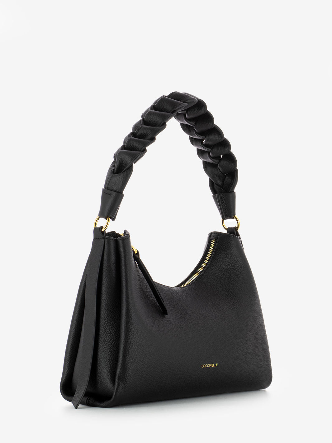 Handbag double grainy leather noir / cognac
