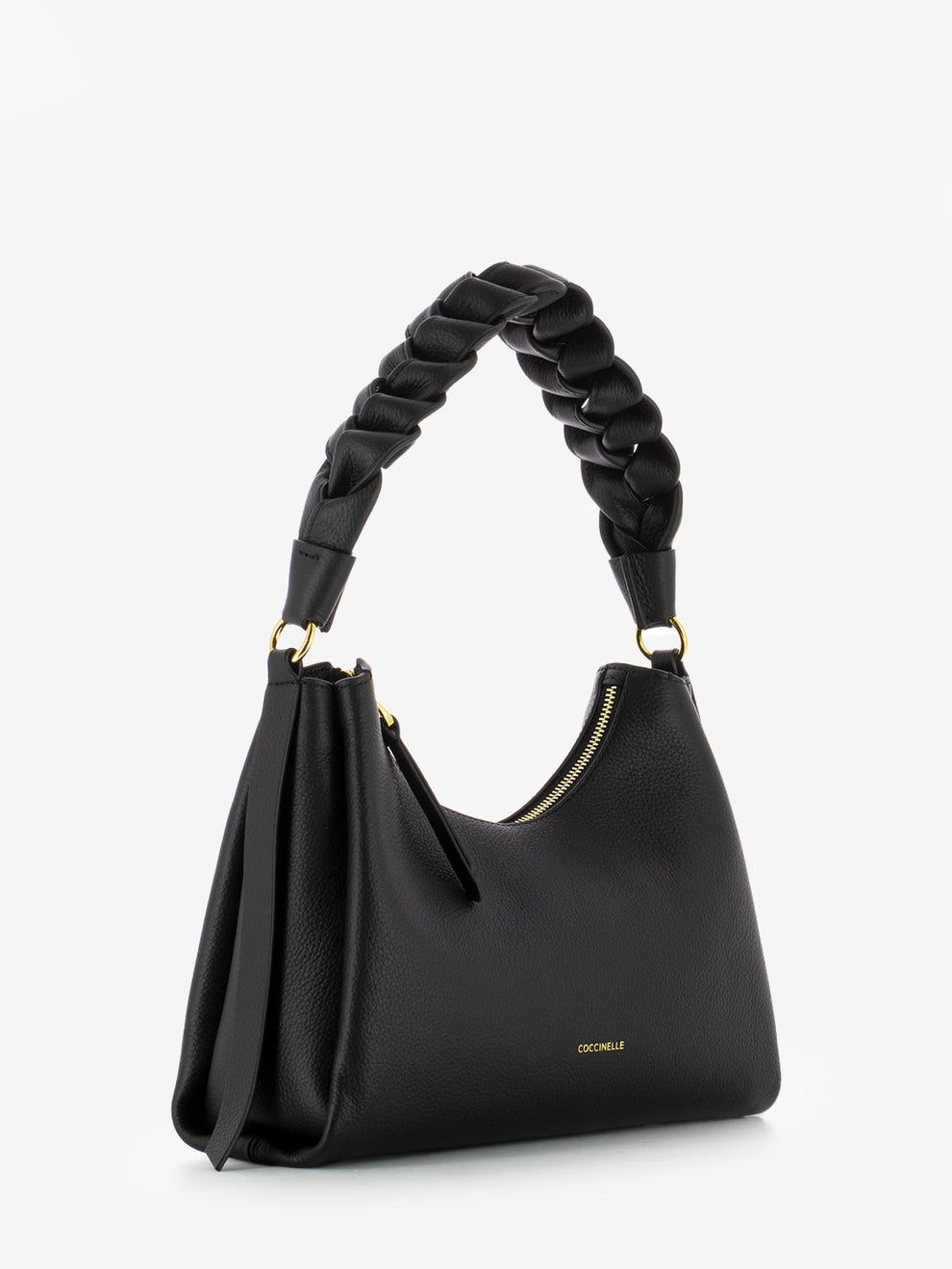 Handbag double grainy leather noir / cognac