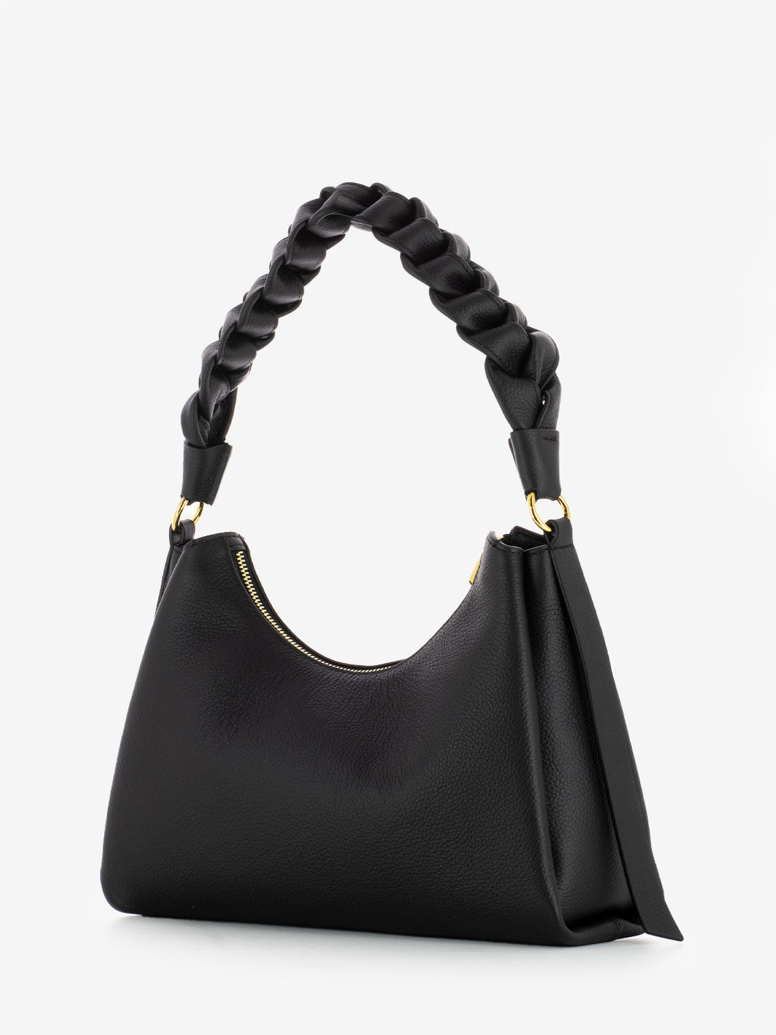 Handbag double grainy leather noir / cognac