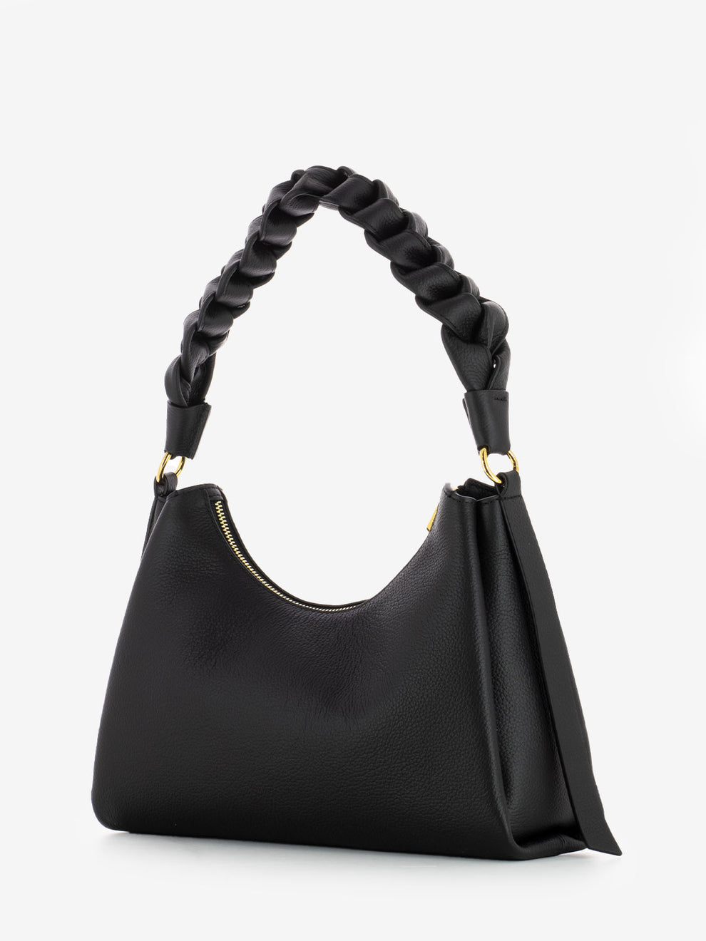 Handbag double grainy leather noir / cognac