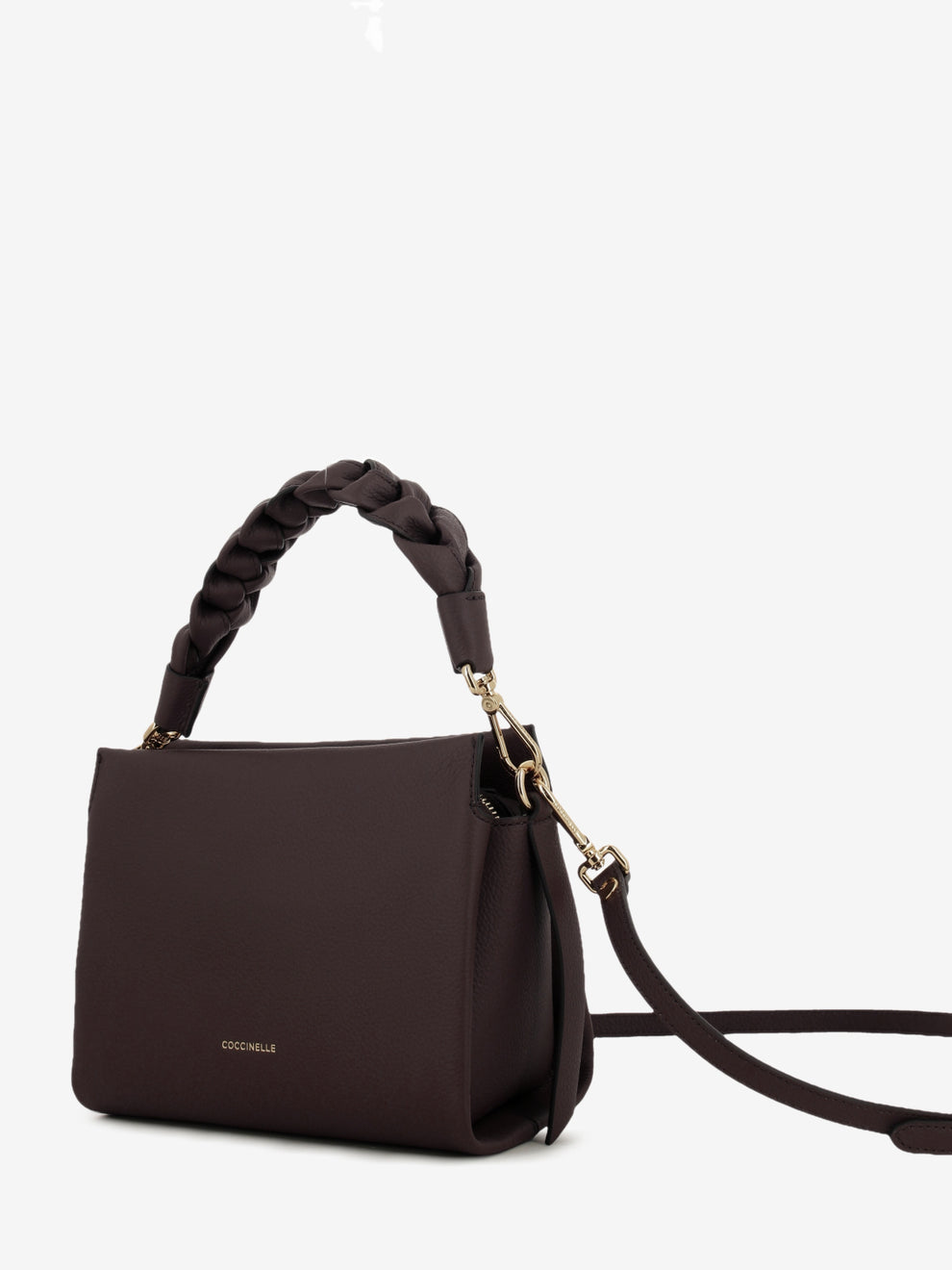 Handbag double grainy leather S berry / rose