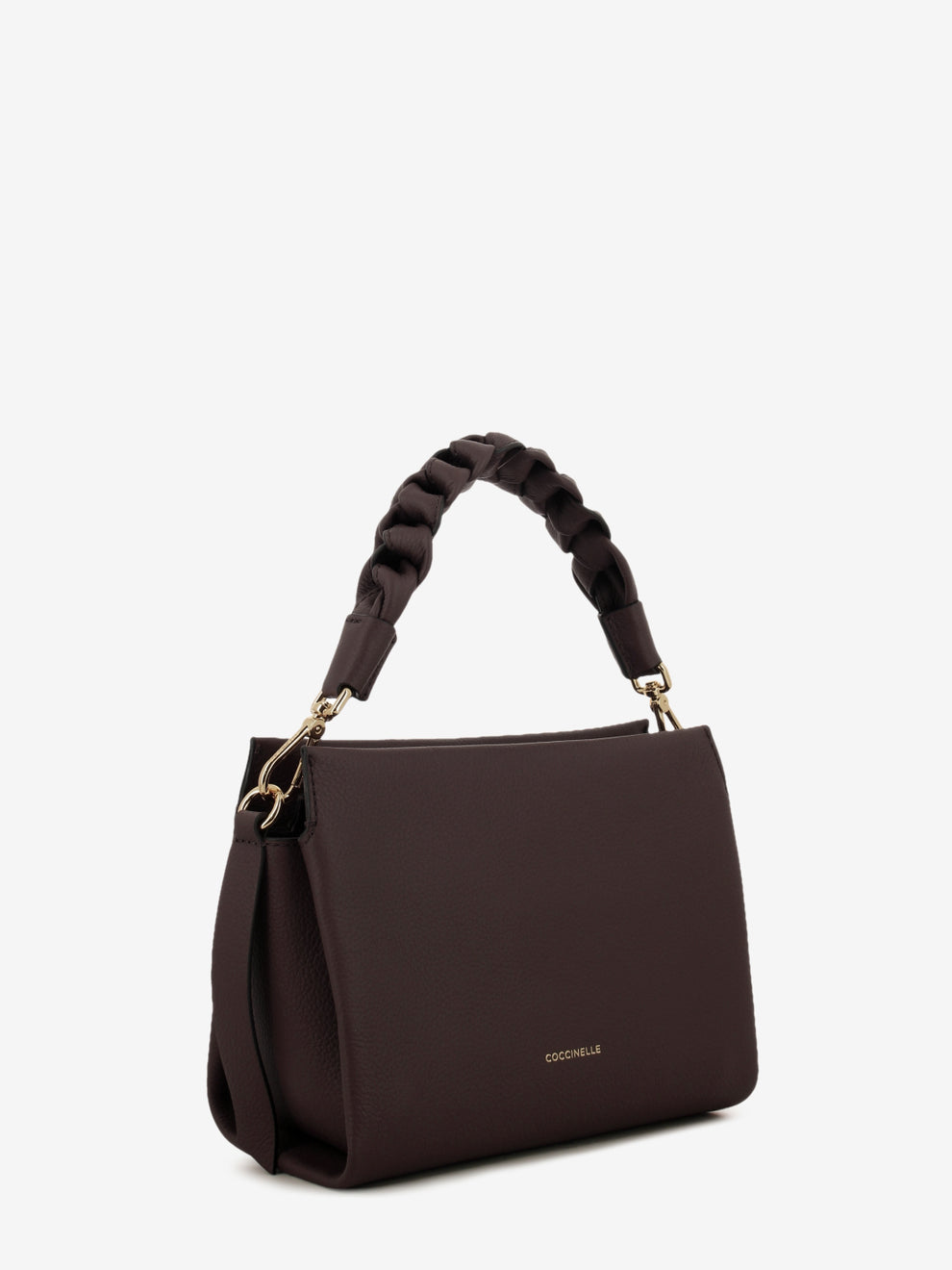 Handbag double grainy leather S berry / rose