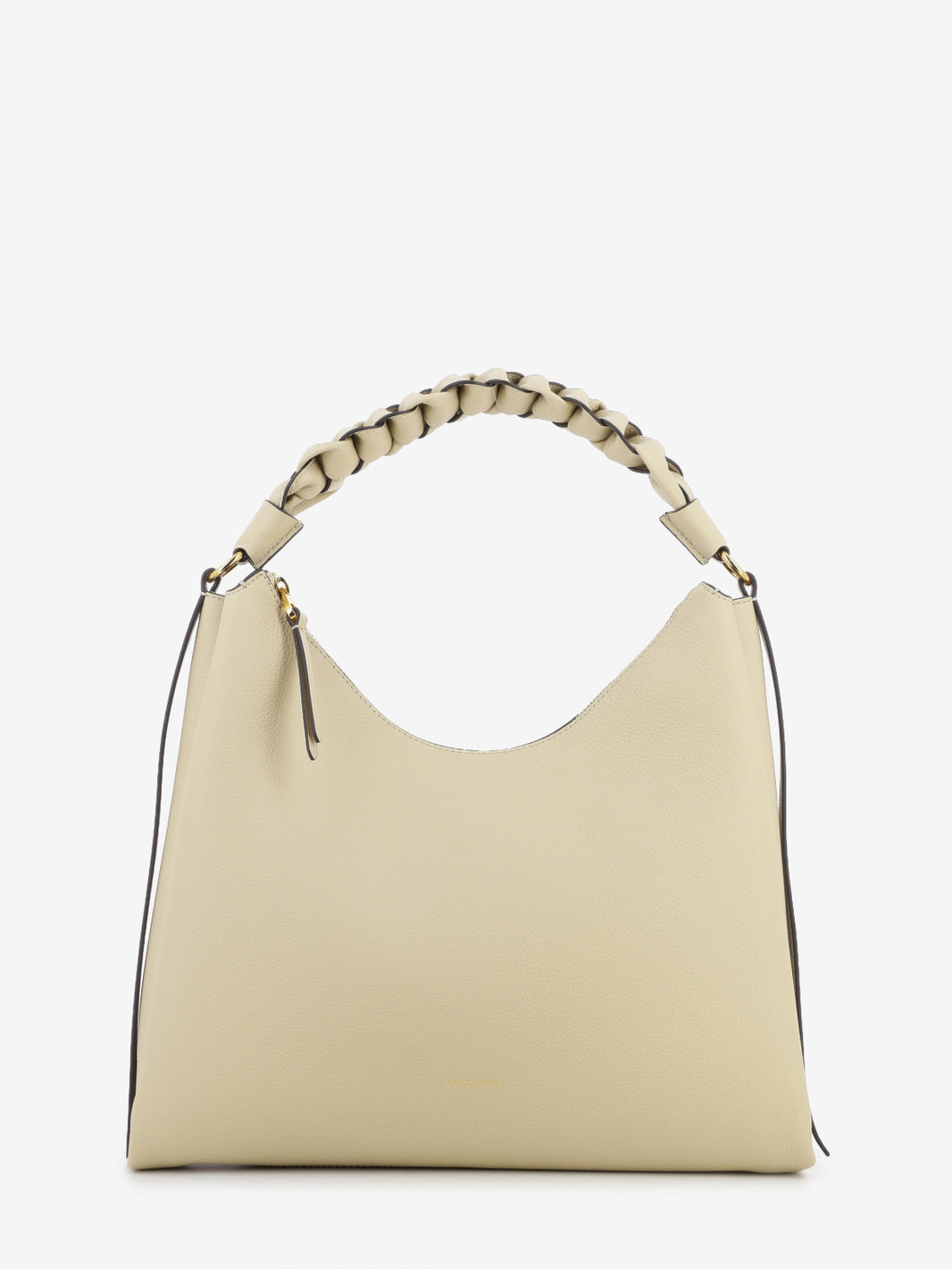 Handbag double grainy leather sandshell / seagrass