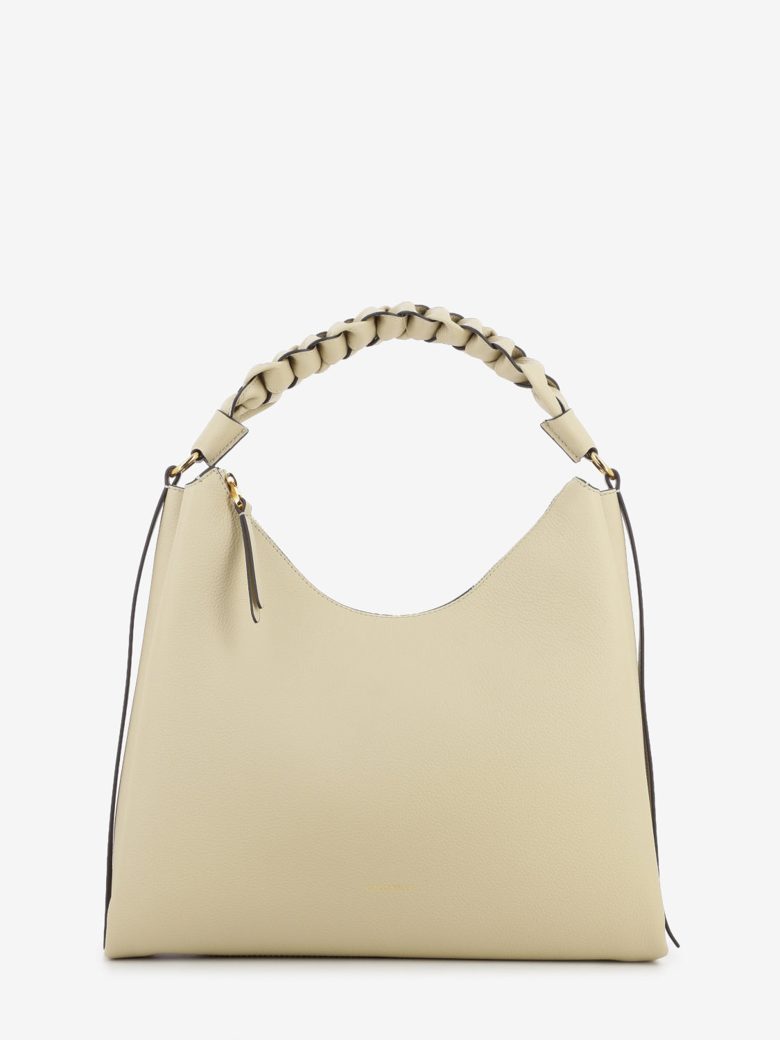 Handbag double grainy leather sandshell / seagrass