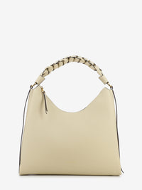 Handbag double grainy leather sandshell / seagrass