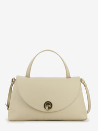 Handbag double grainy leather sandshell / seagrass