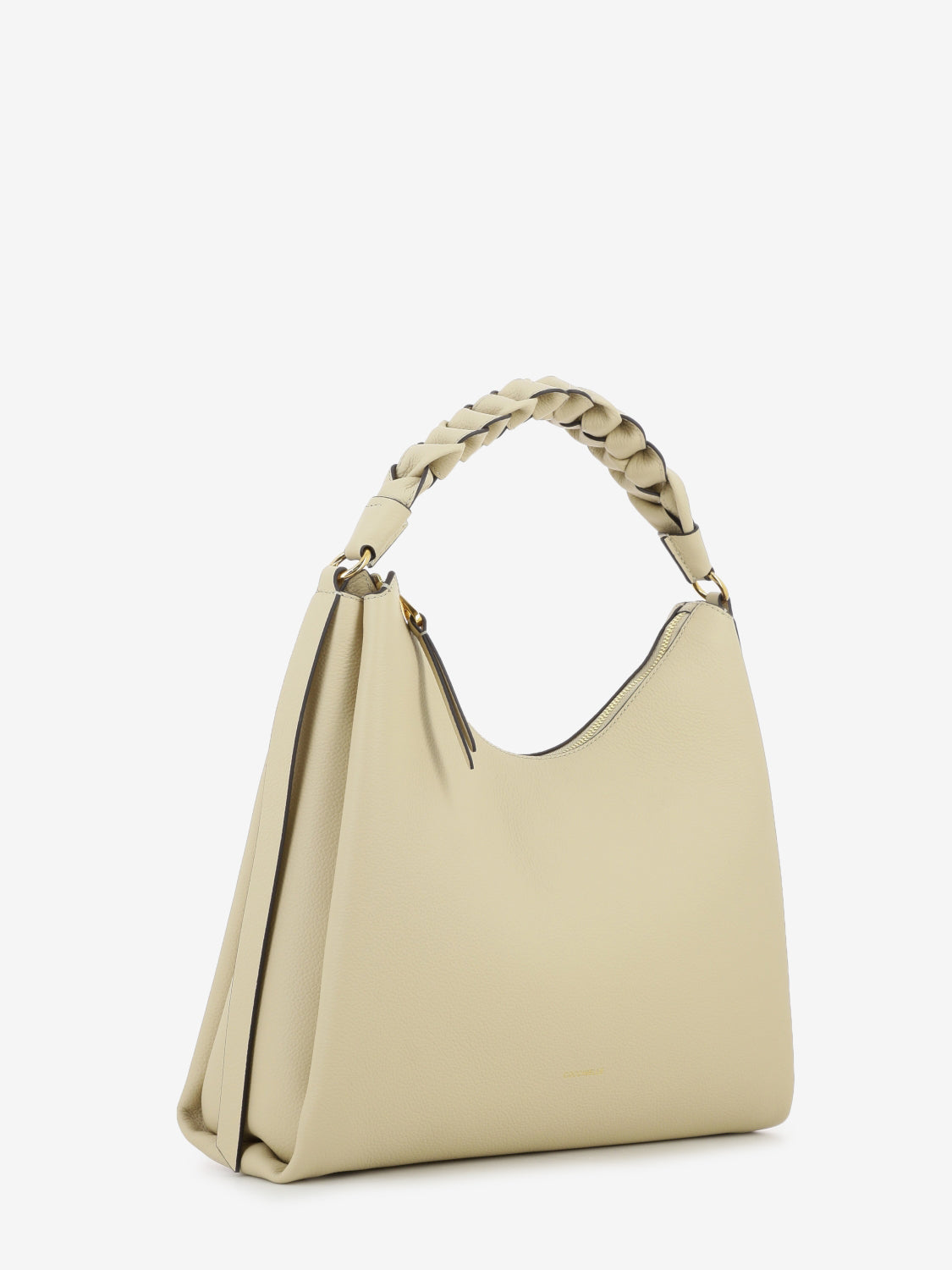 Handbag double grainy leather sandshell / seagrass