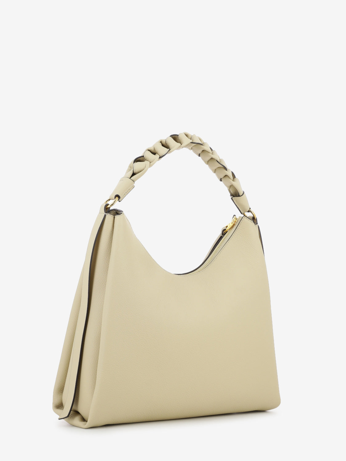 Handbag double grainy leather sandshell / seagrass