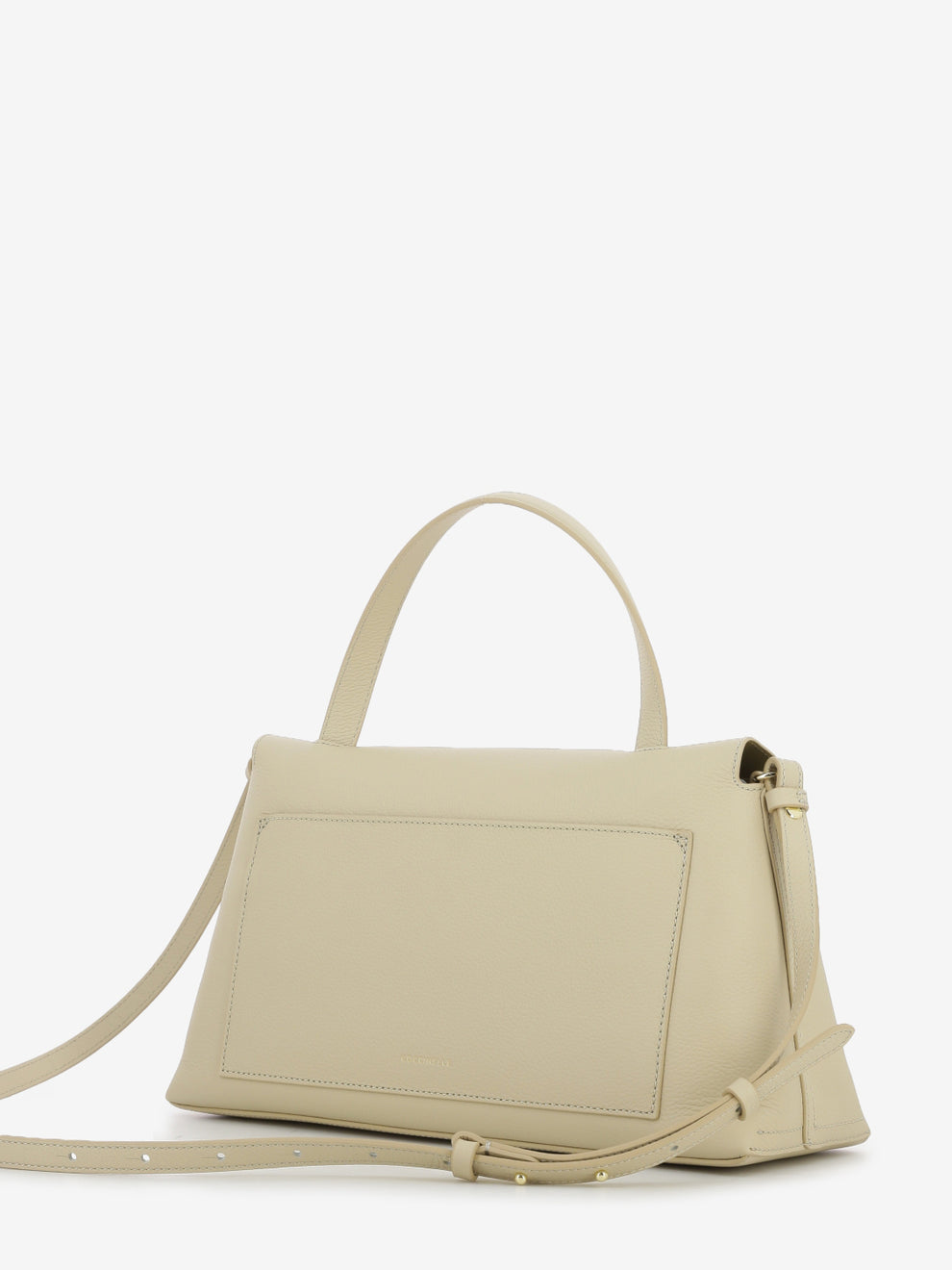 Handbag double grainy leather sandshell / seagrass