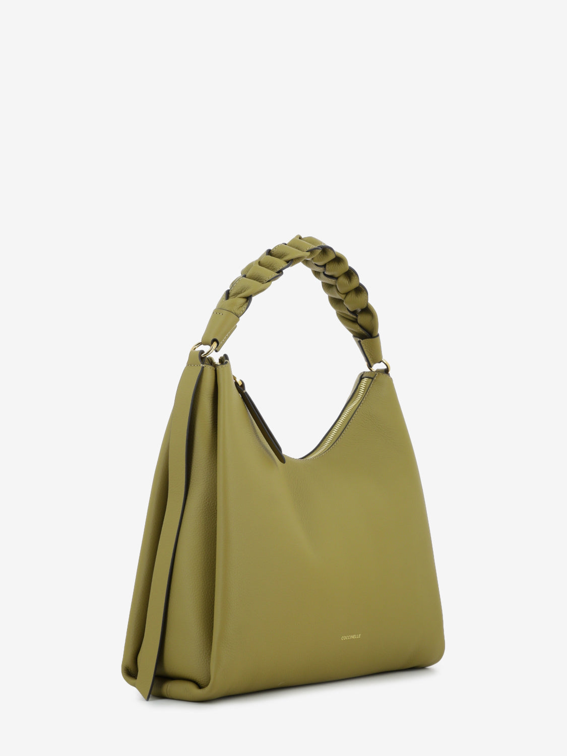 Handbag double grainy leather seagrass / sandshell