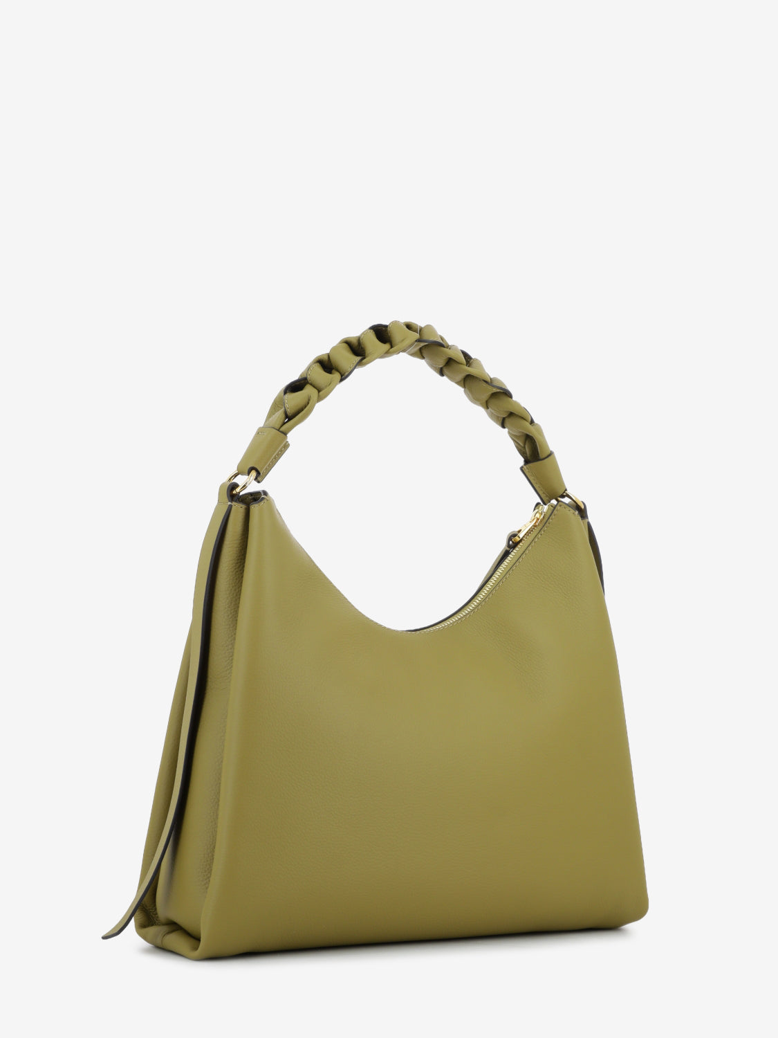 Handbag double grainy leather seagrass / sandshell
