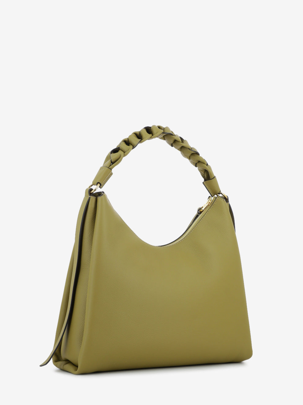 Handbag double grainy leather seagrass / sandshell