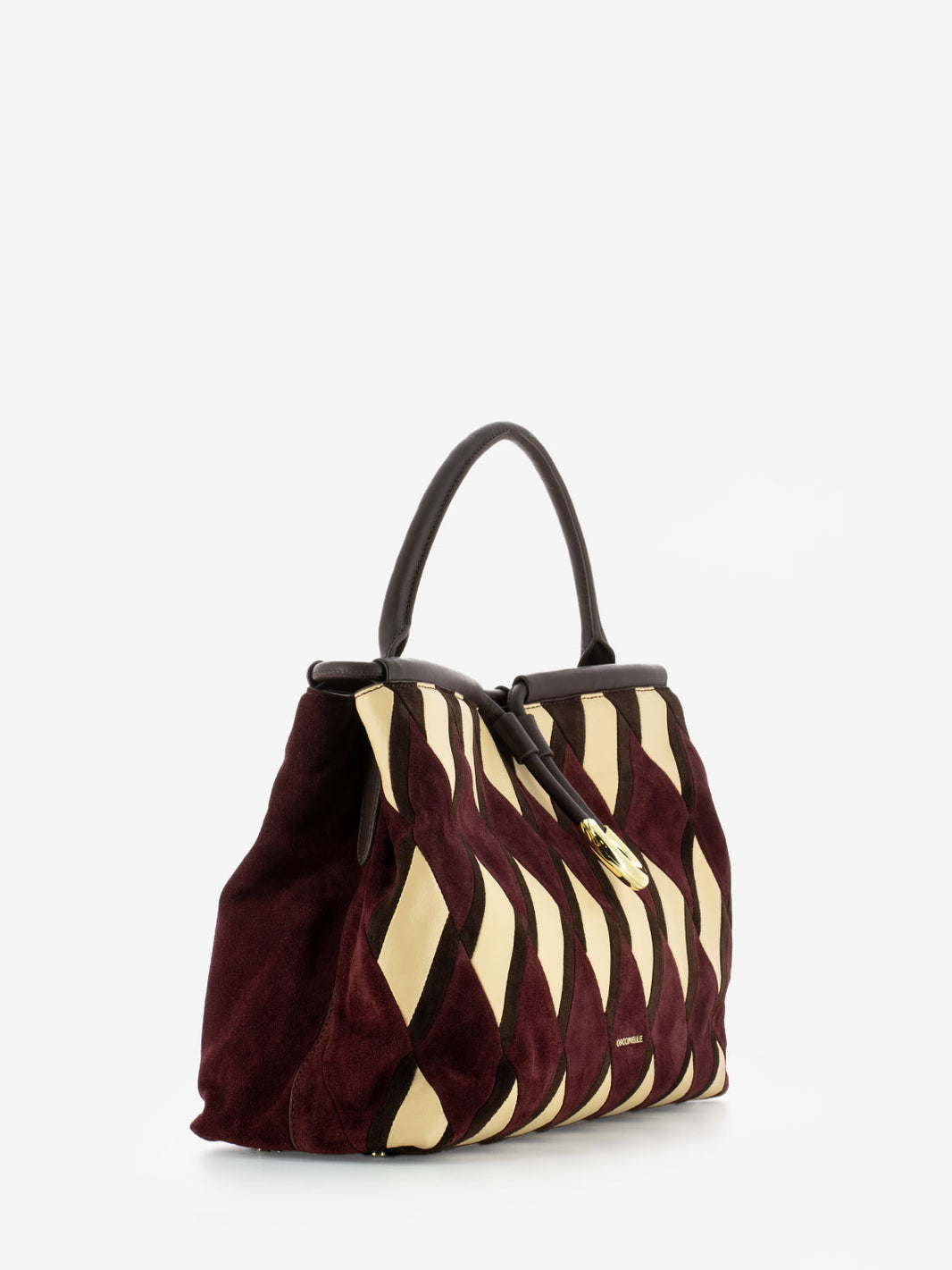 Handbag geometrica patch in suede multicolor