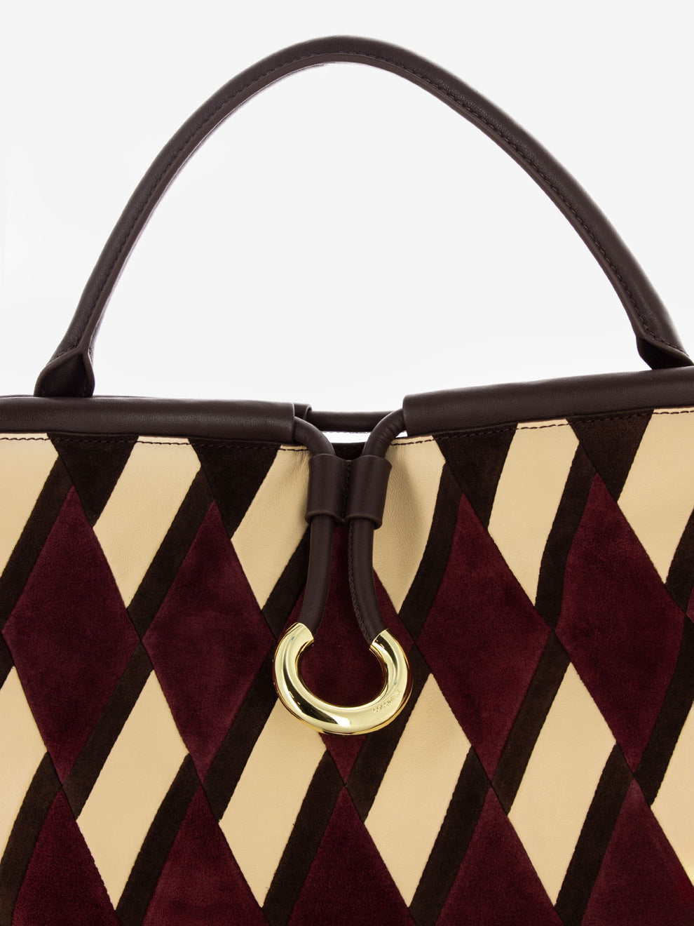 Handbag geometrica patch in suede multicolor