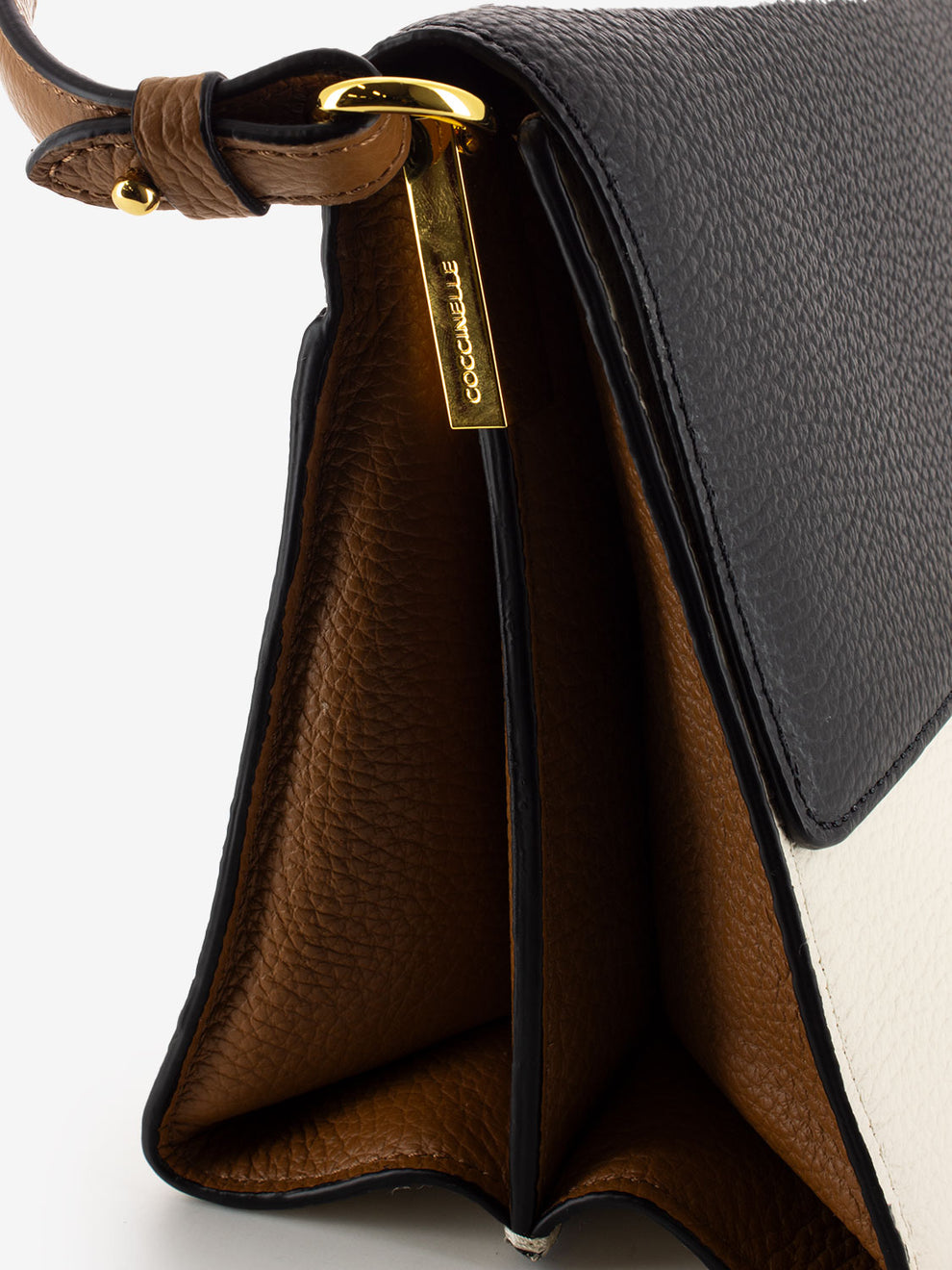 Handbag Grained in pelle nera / bianca / beige
