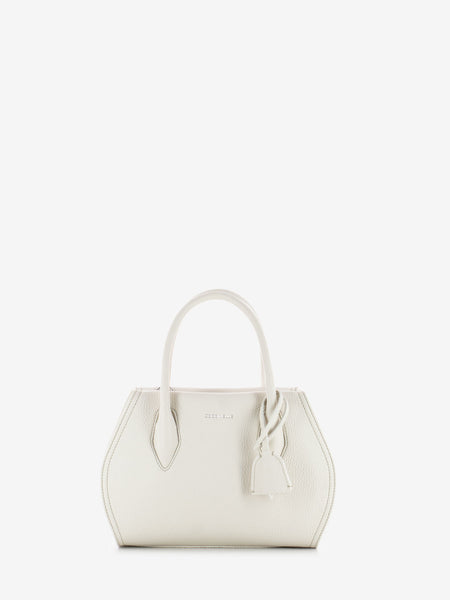 Handbag grained leather bianco