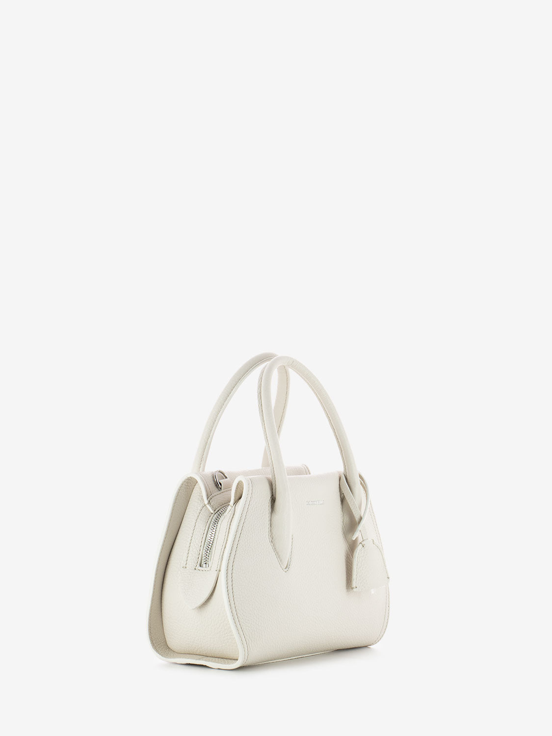 Handbag grained leather bianco