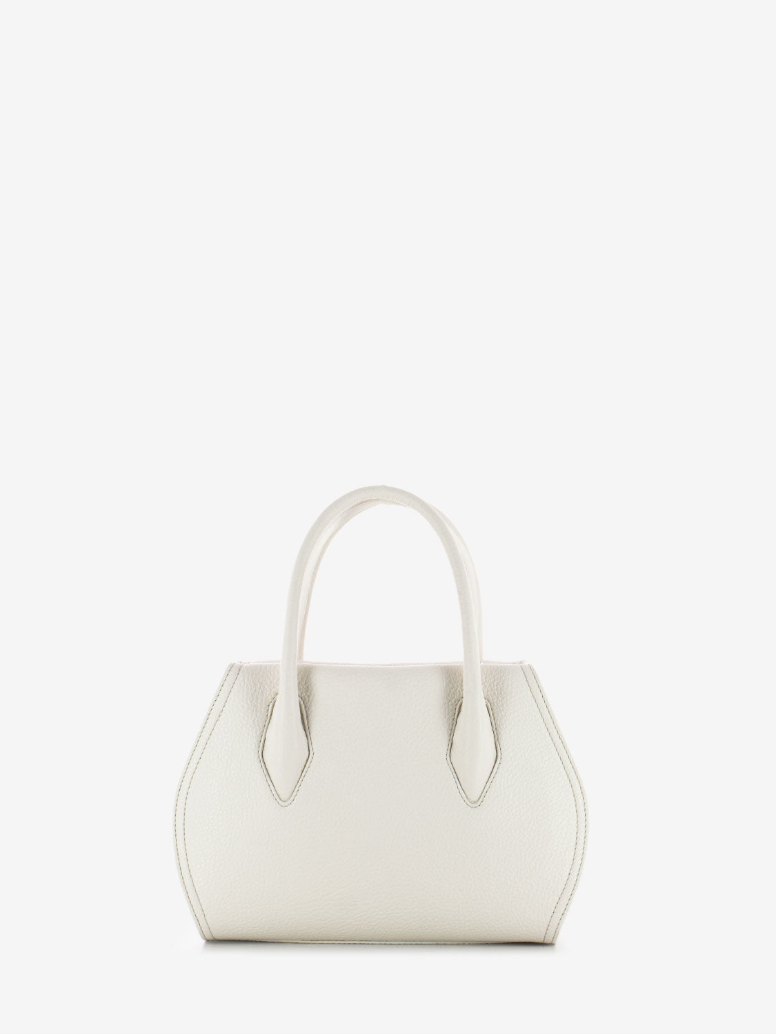 Handbag grained leather bianco