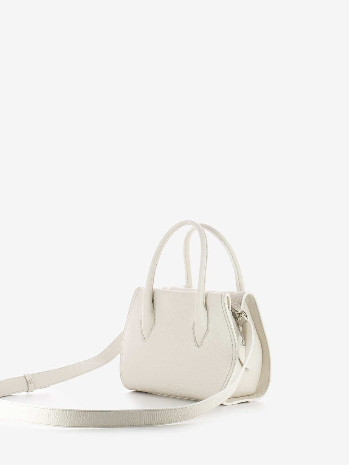 Handbag grained leather bianco