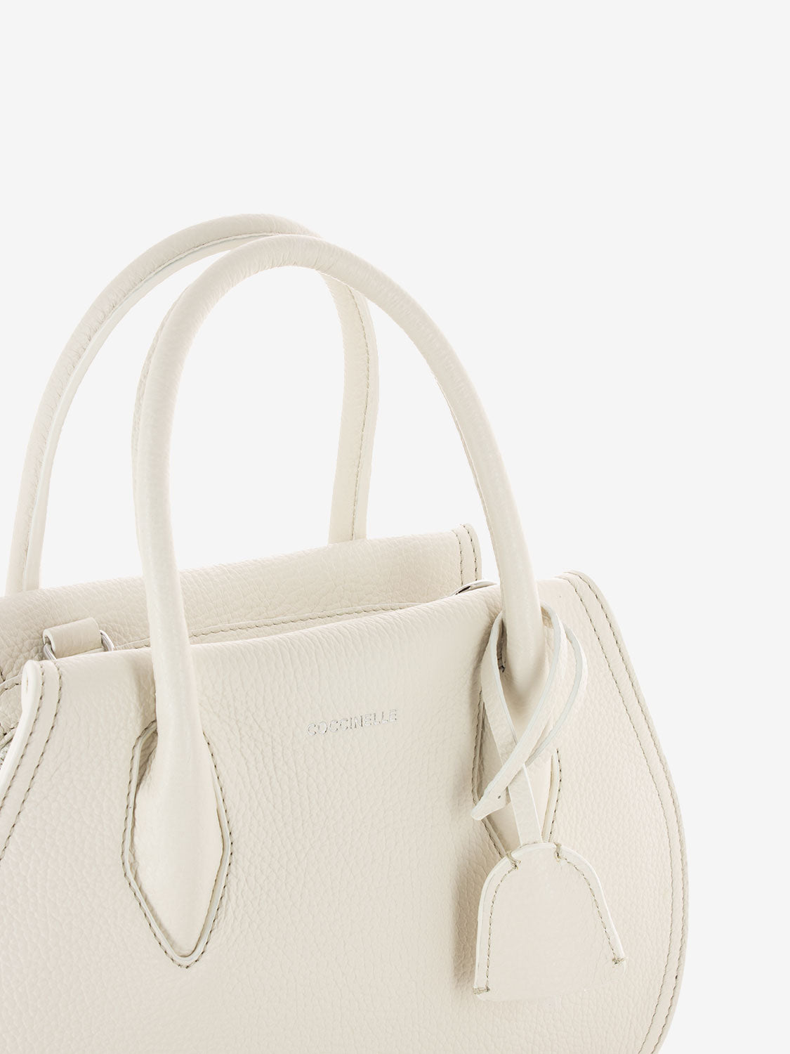 Handbag grained leather bianco